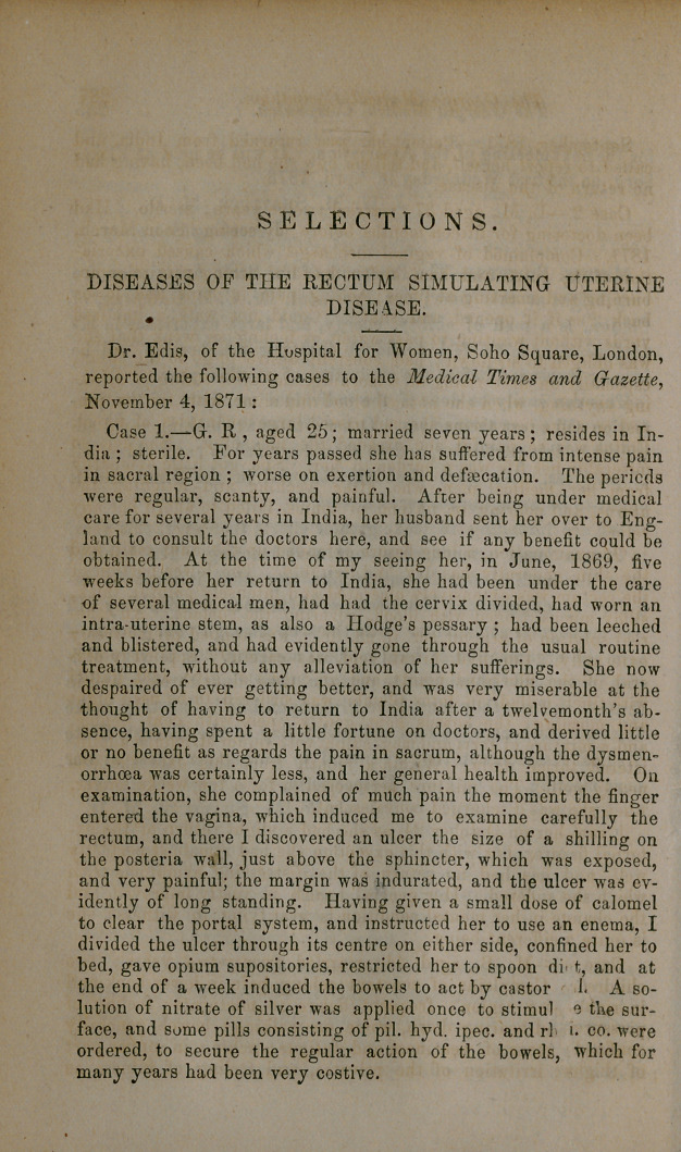 Diseases of the Rectum Stimulating Uterine Disease.