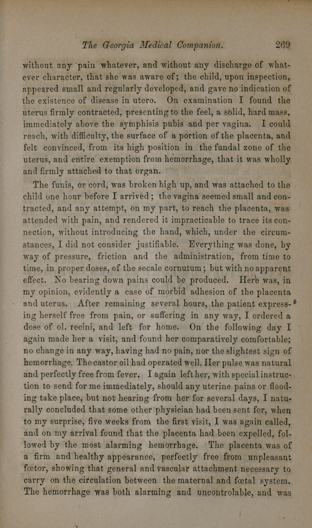 Robson on the Morbid Adhesion of the Placenta, Etc.