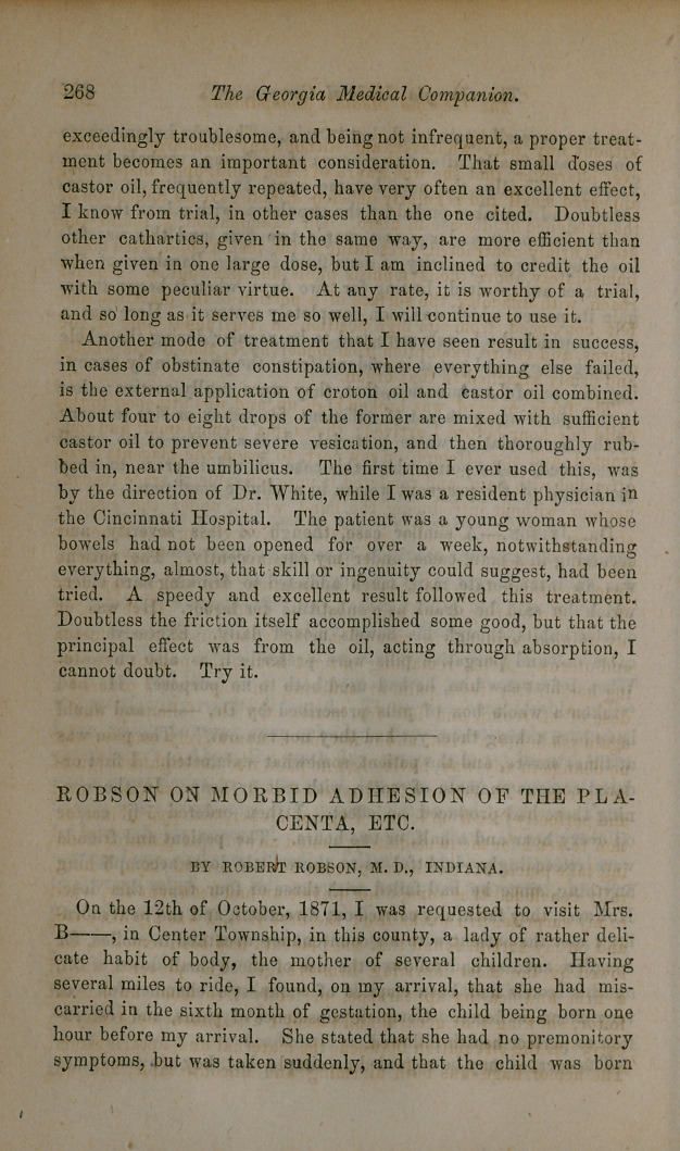 Robson on the Morbid Adhesion of the Placenta, Etc.