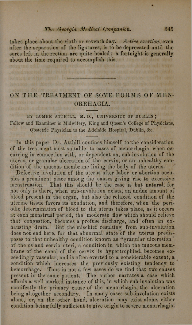 On the Treatment of Some Forms of Menorrhagia.