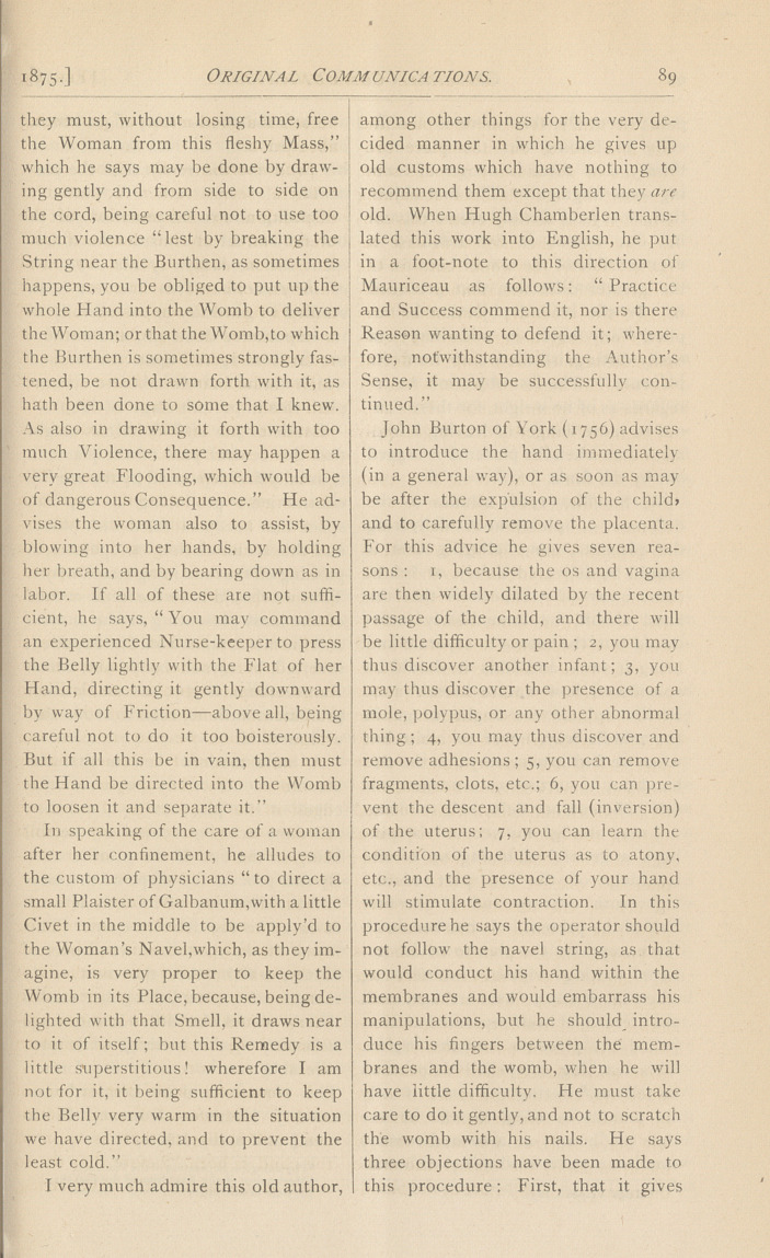 Upon the Management of the Third Stage of Labor: Read before the Society of Physicians and Surgeons Jan. 25th, 1875.