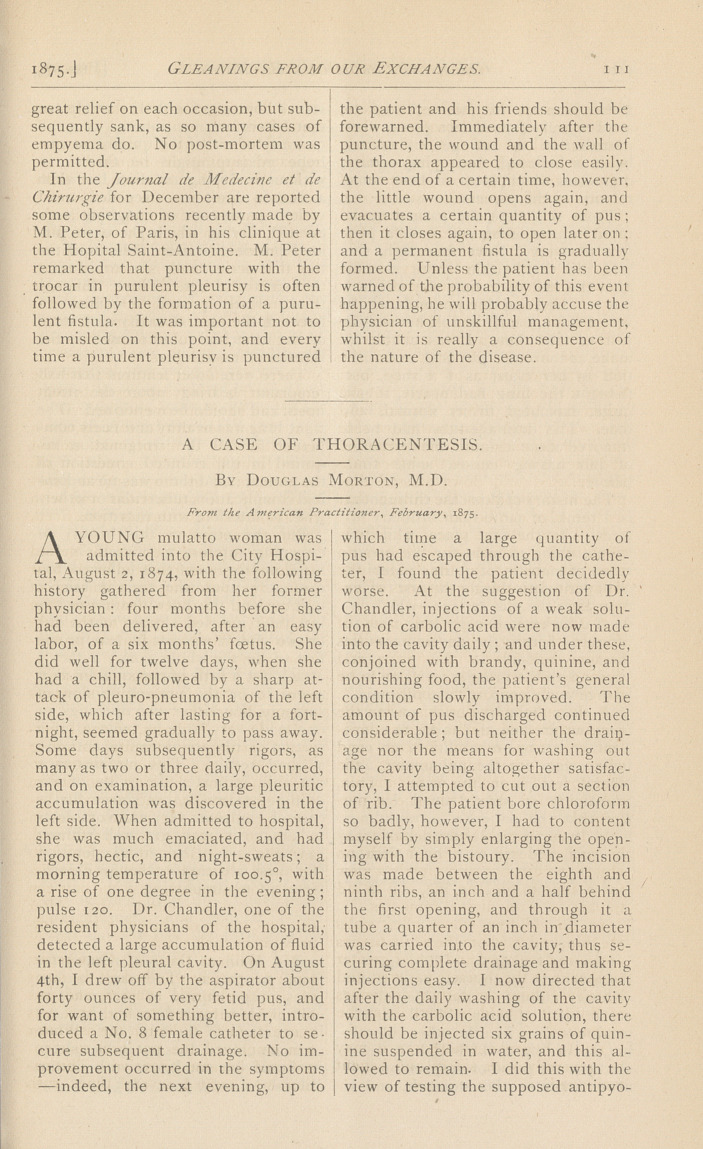 A Case of Thoracentesis.