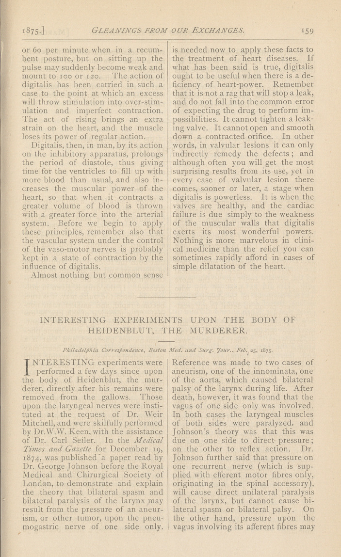 Interesting Experiments upon the Body of Heidenblut the Murderer.