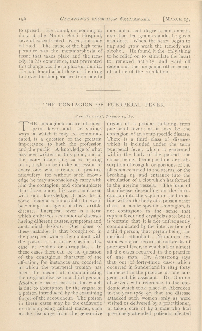 The Contagion of Puerperal Fever.