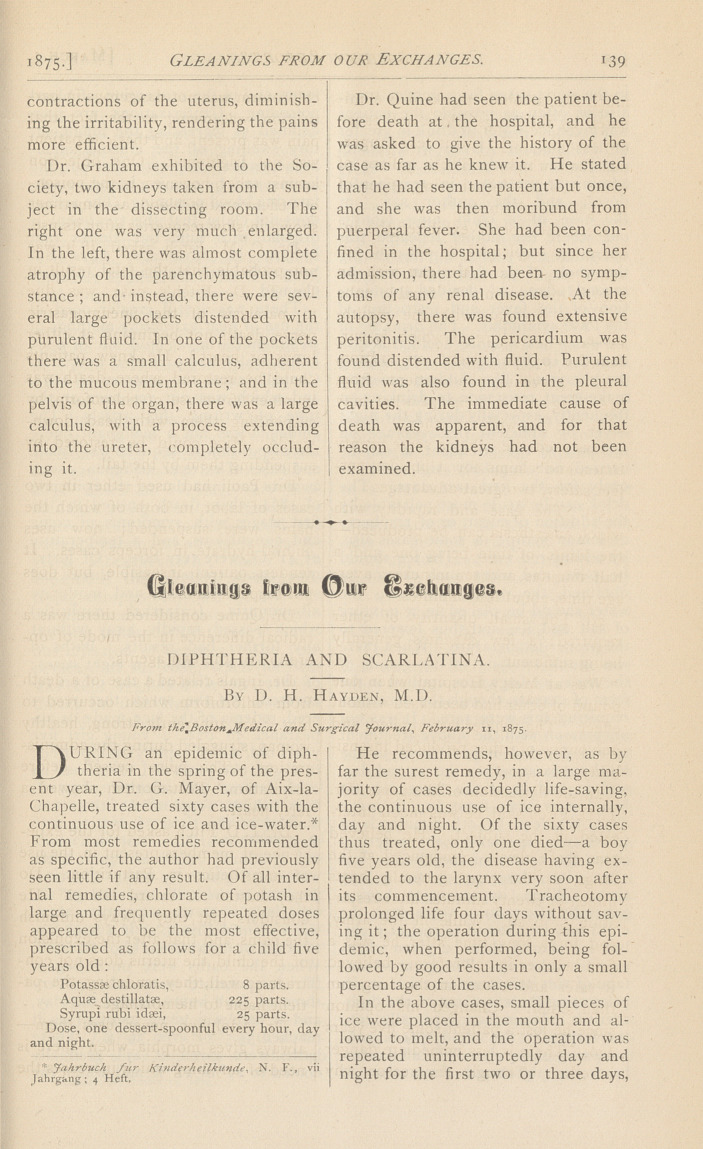 Chicago Medical Society: Regular Meeting Jan. 4, 1875.