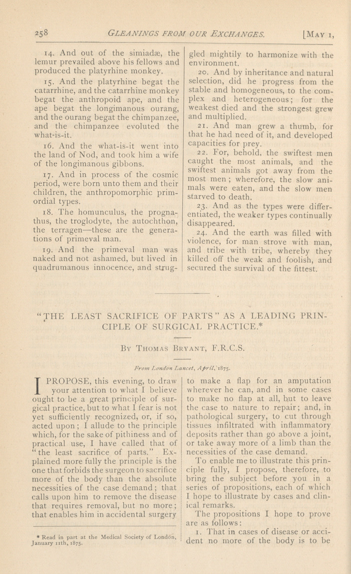 "The Least Sacrifice of Parts," as a Leading Principle of Surgical Practice.