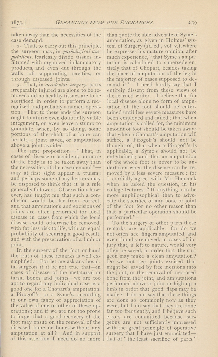 "The Least Sacrifice of Parts," as a Leading Principle of Surgical Practice.