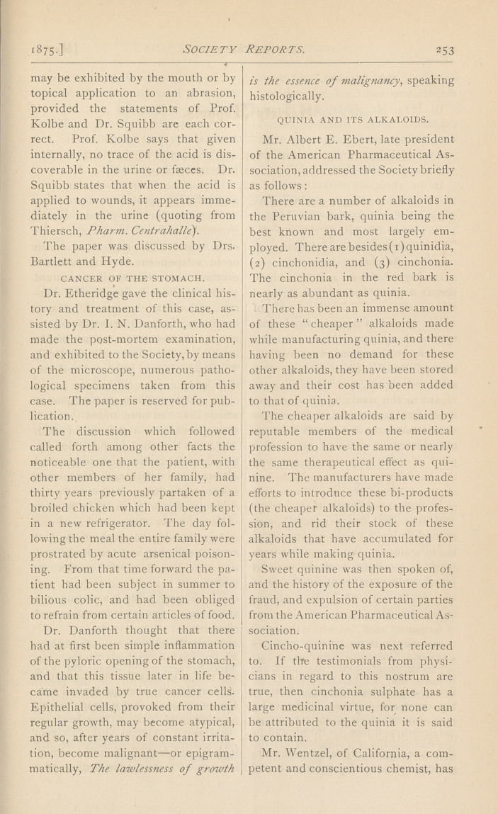 Transactions of the Chicago Society of Physicians and Surgeons: Regular Meeting, April 26, 1875.