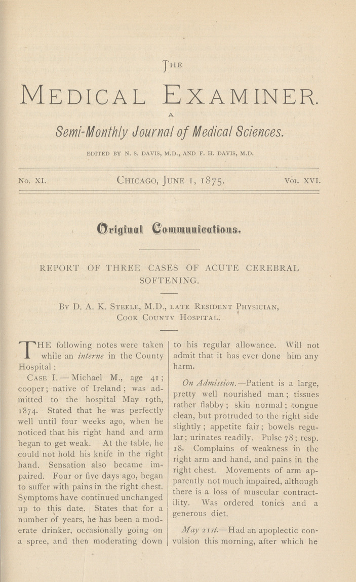 Report of Three Cases of Acute Cerebral Softening.