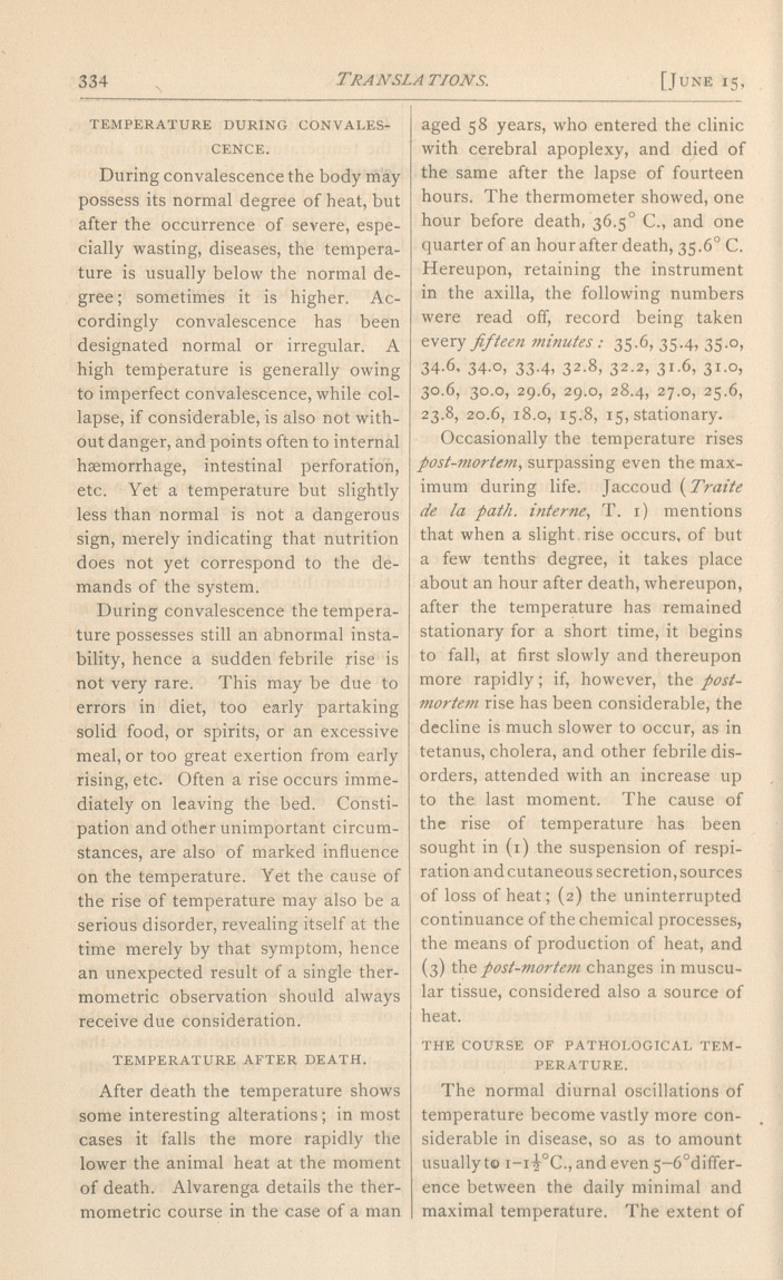 Clinical Thermometry: From the "Compendium Der Neueren Medicinischen Wissenschaften".