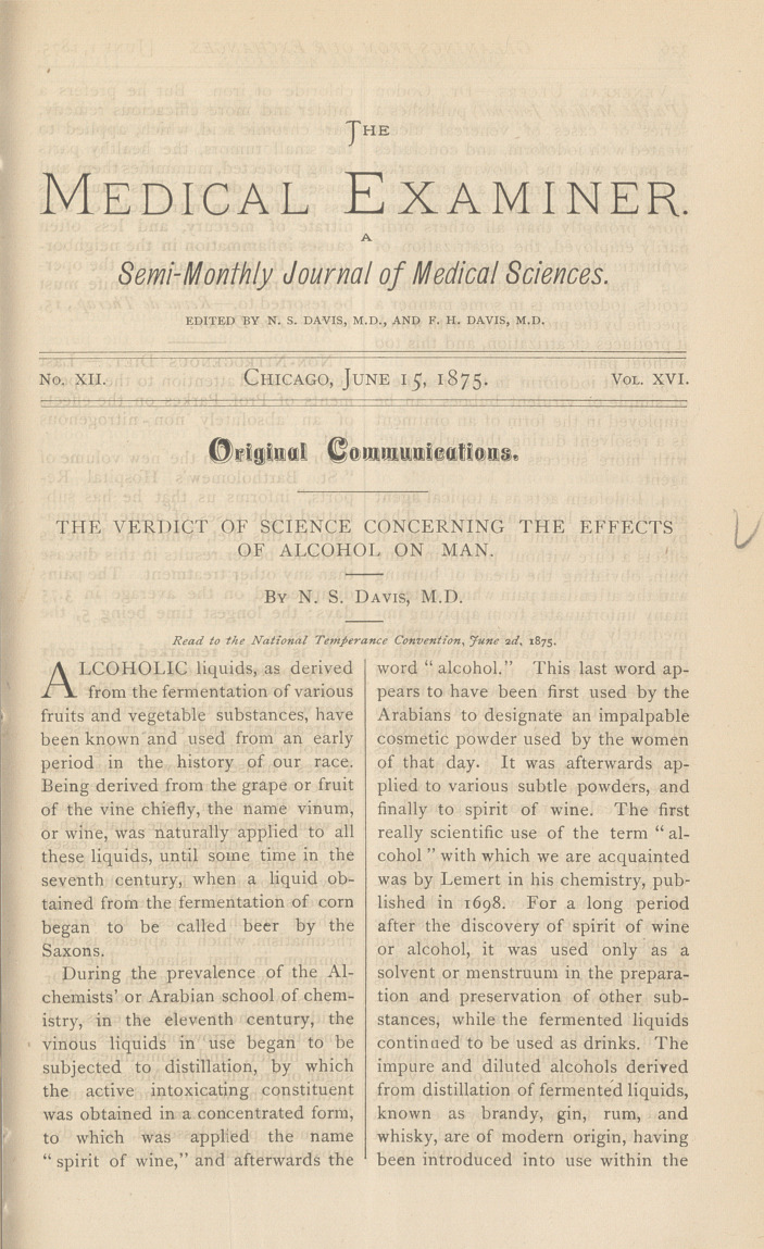 The Verdict of Science Concerning the Effects of Alcohol on Man.