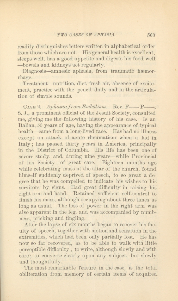 Two Cases of Aphasia.