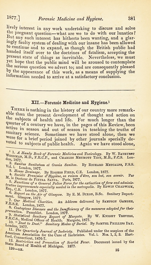 Forensic Medicine and Hygiene.