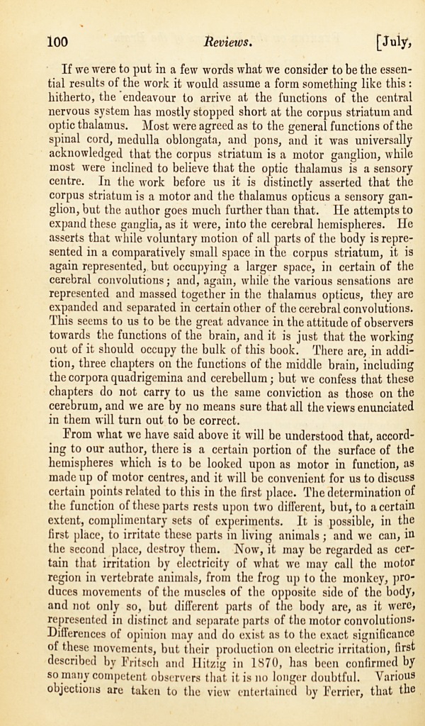 Ferrier on the Functions of the Brain.