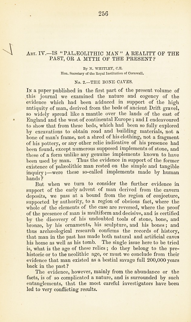 Is "Palæolithic Man" a Reality of the past or a Myth of the Present? No. 2.