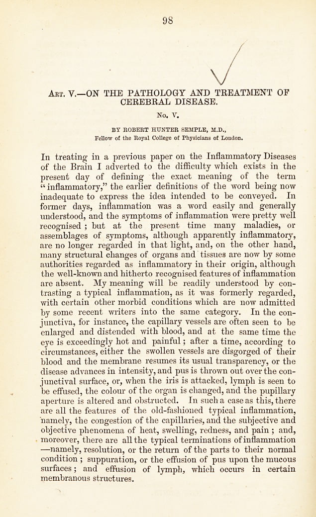 Pathology and Treatment of Cerebral Disease: No. V.