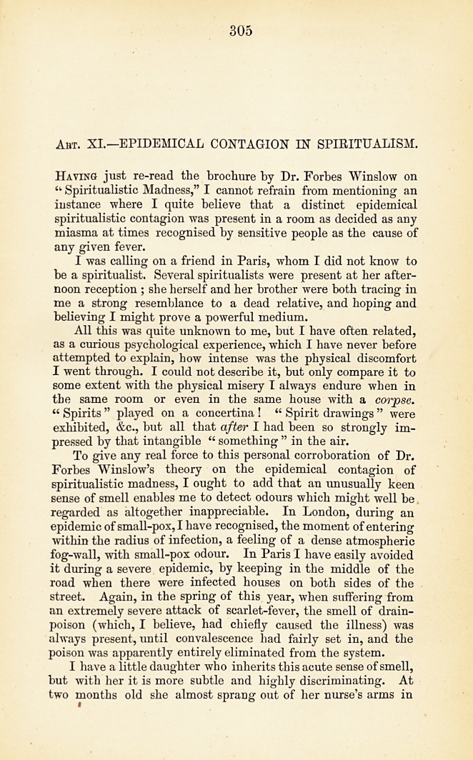 Epidemical Contagion in Spiritualism.