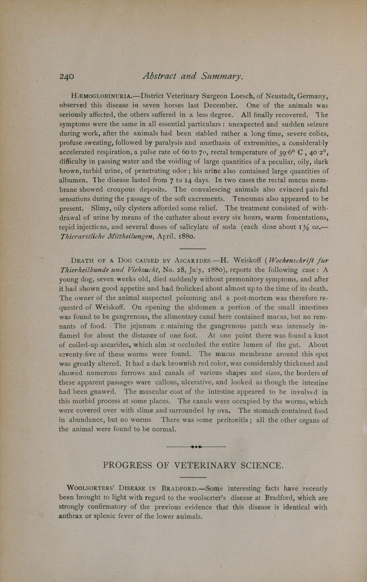 Death of a Dog Caused by Ascarides.