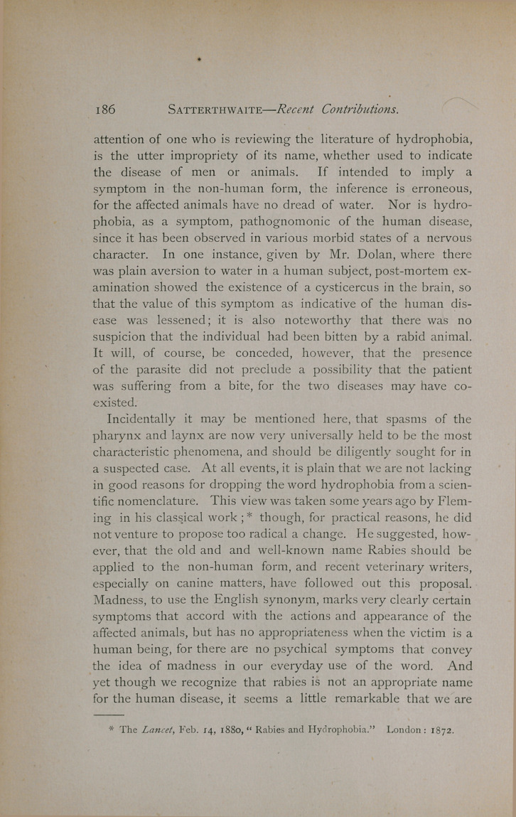 Recent Contributions to the Literature of Comparative Medicine: Rabies in the Lower Animals.-The Ecchinococcus and Cysticercus Cellulosæ Diseases.