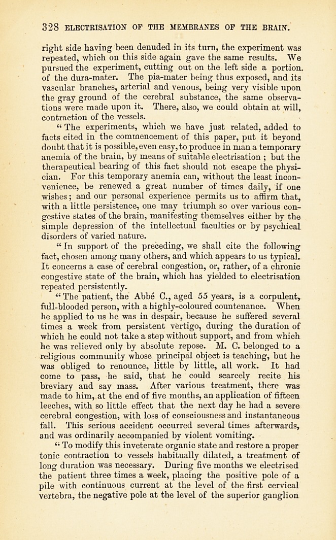 Electrisation of the Membranes of the Brain.