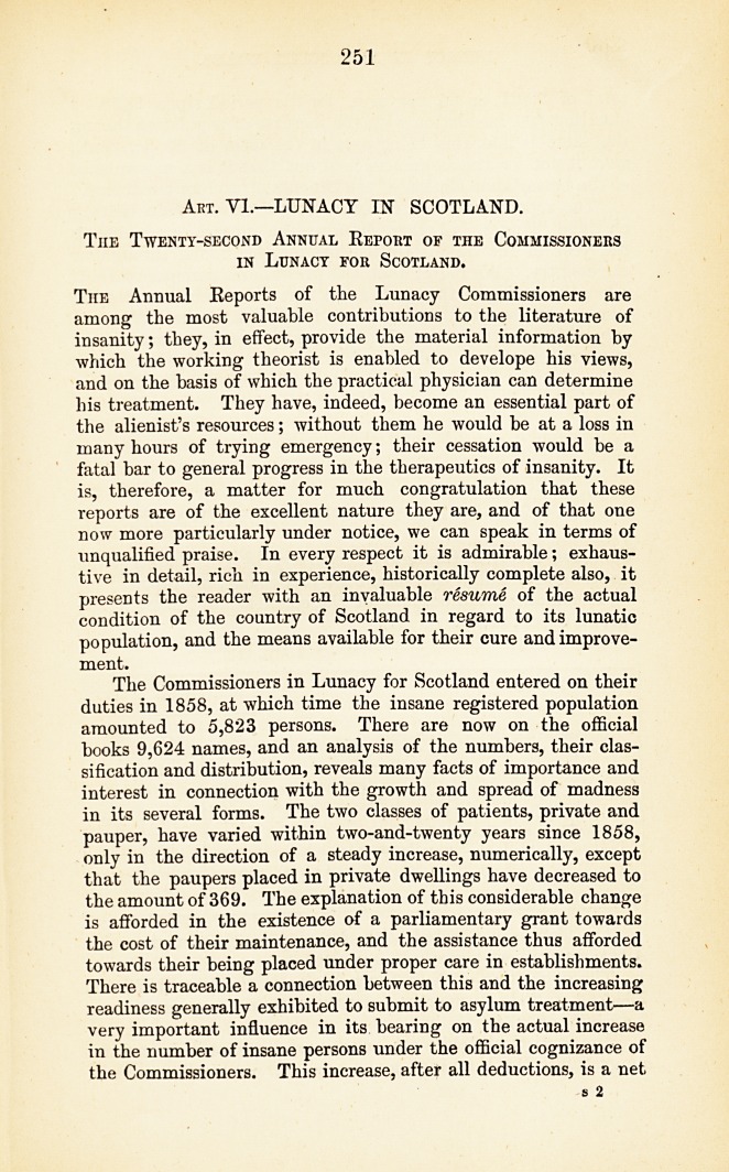 Lunacy in Scotland: The Twenty-Second Annual Report of the Commissioners in Lunacy for Scotland.