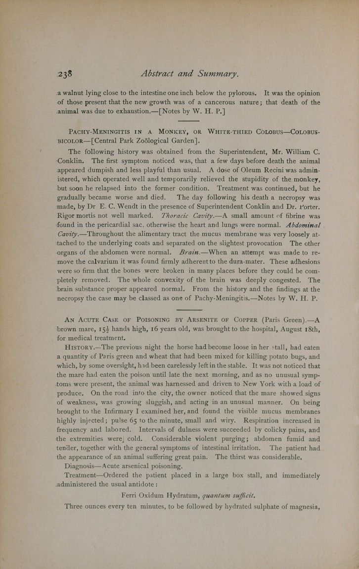 Acute Case of Poisoning by Arsenite of Copper.
