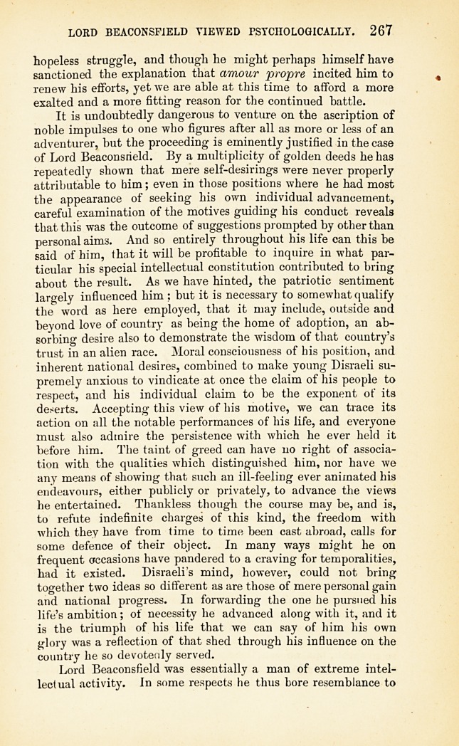 Lord Beaconsfield Viewed Psychologically.