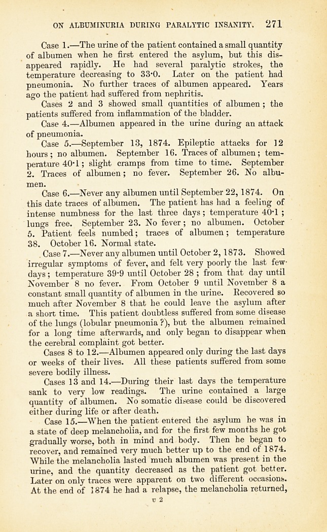 On Albuminuria during Paralytic Insanity.