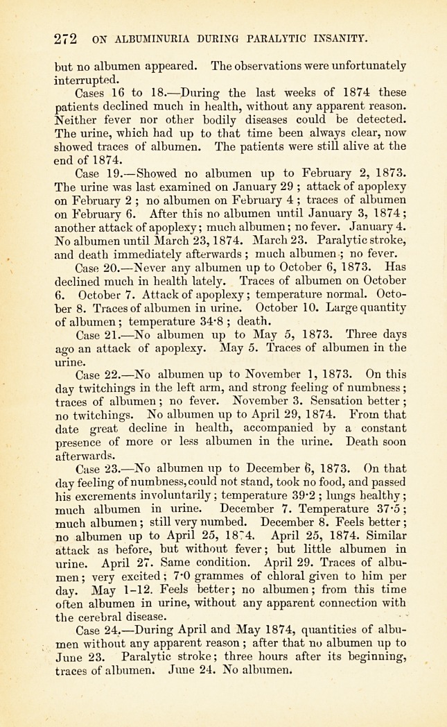 On Albuminuria during Paralytic Insanity.