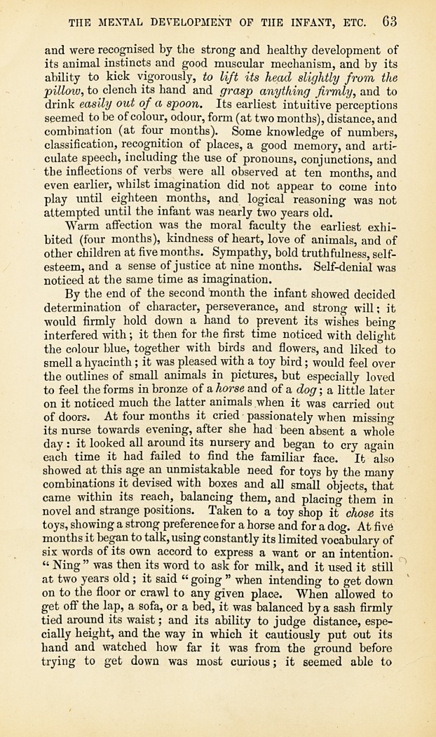 The Mental Development of the Infant of To-Day.