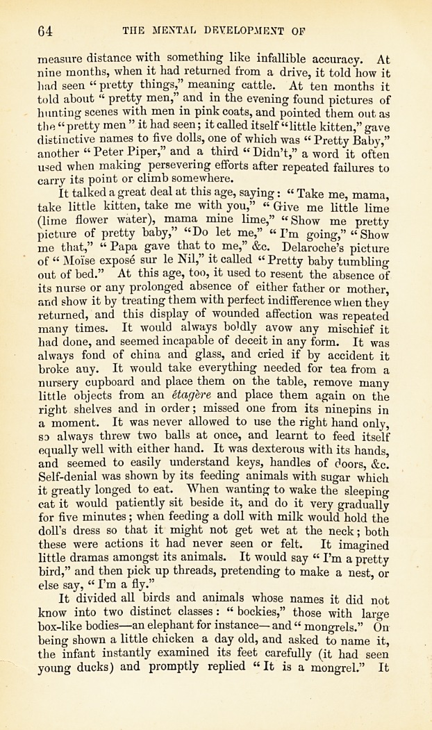 The Mental Development of the Infant of To-Day.