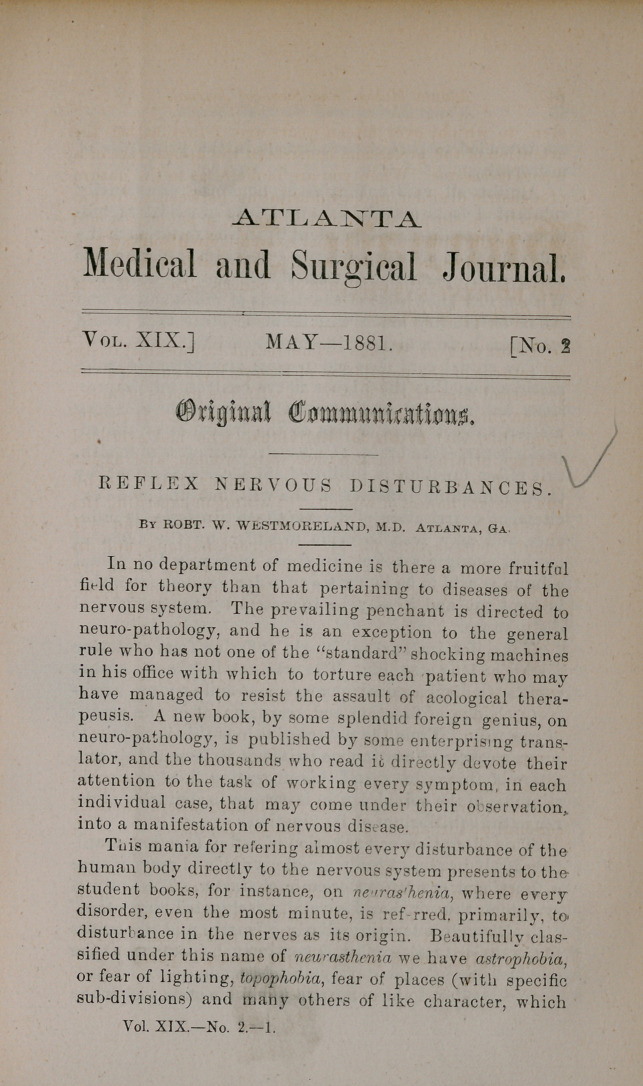 Reflex Nervous Disturbances.