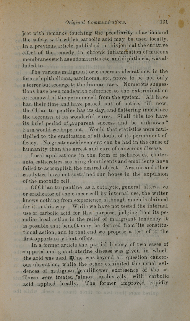 Carbolic Acid in Cancer.