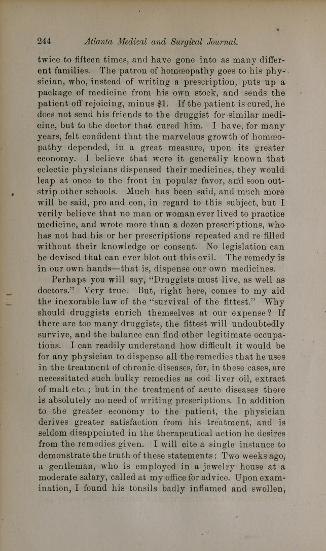 Shall Physicians Dispense Their Own Medicine?