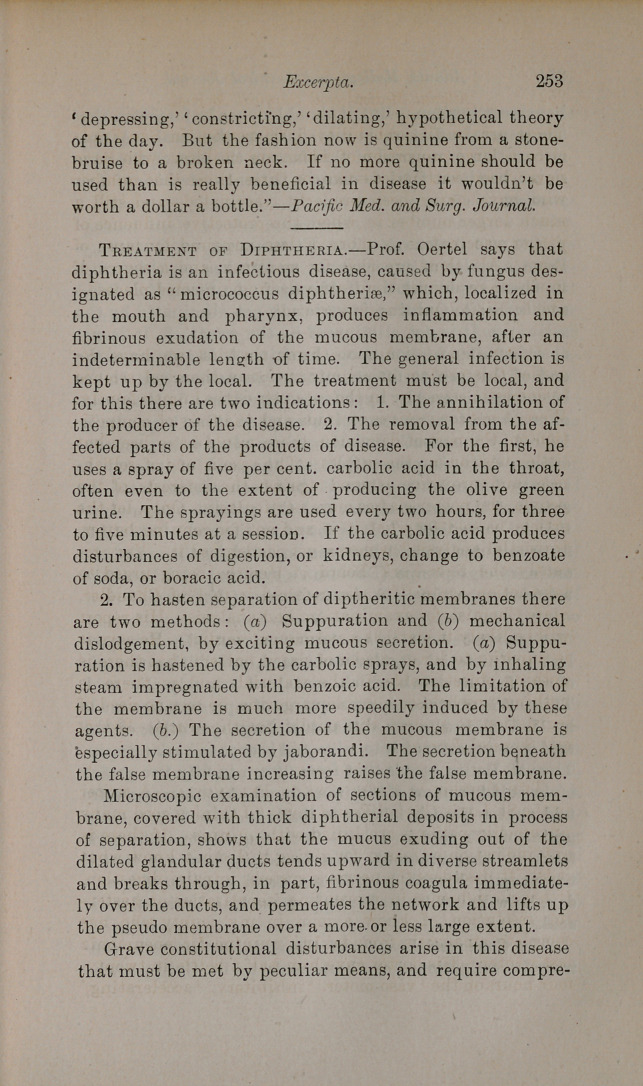 Treatment of Diphtheria.