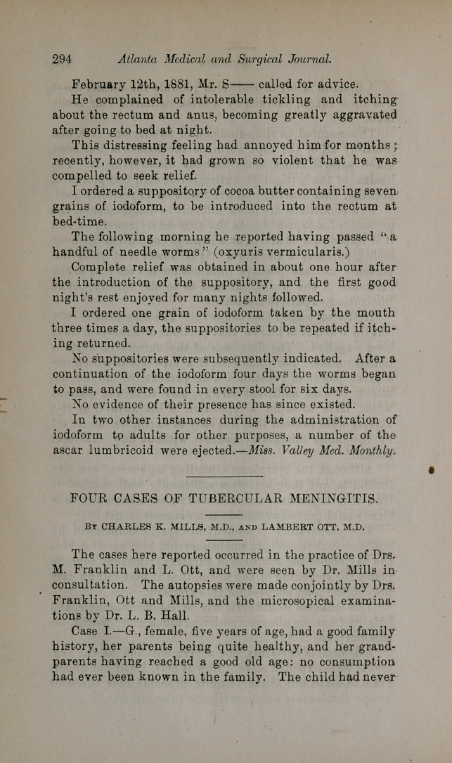 Four Cases of Tubercular Meningitis.