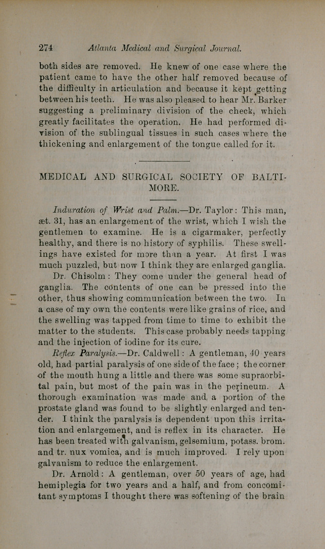 Medical and Surgical Society of Baltimore.