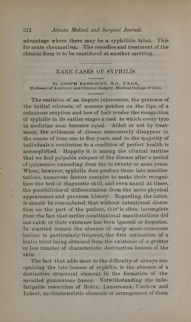 Rare Cases of Syphilis.