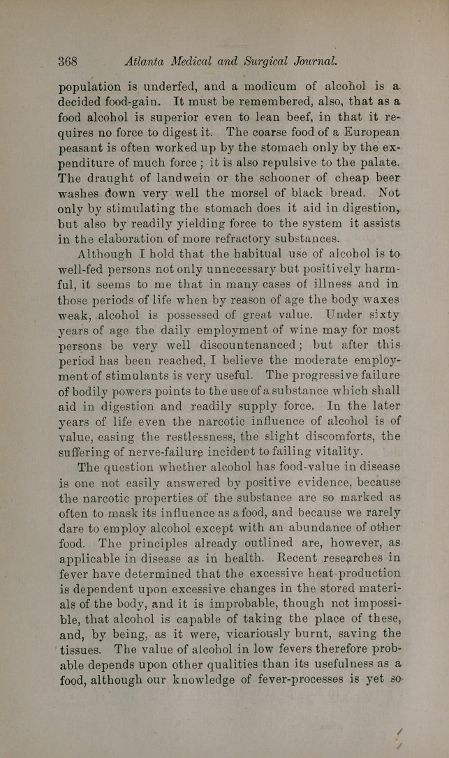 Is Alcohol a Food?-When Should Malt Liquors Be Preferred to Wines and Spirits in the Treatment of Disease? Etc., Etc.