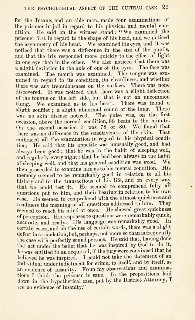 The Psychological Aspect of the Guiteau Case.