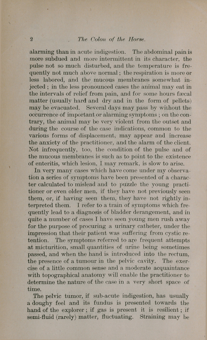 The Colon of the Horse-Its Diseases and Derangements.