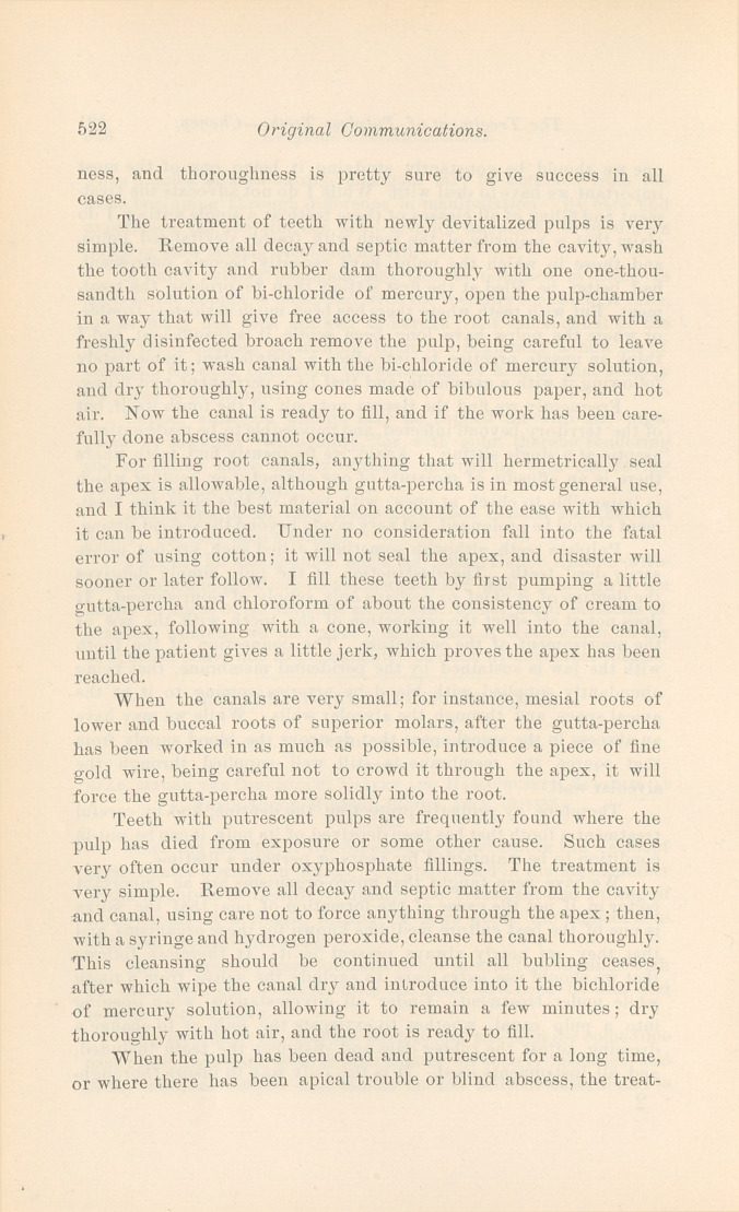 The Treatment of Pulpless Teeth.
