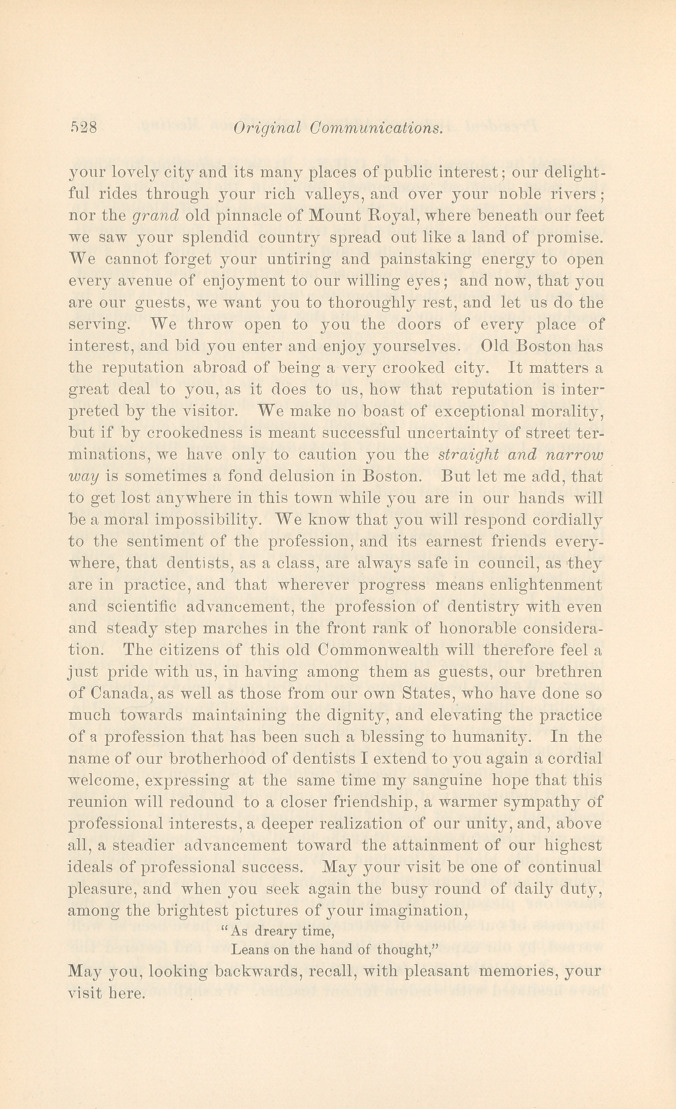 Address of President Andrews.