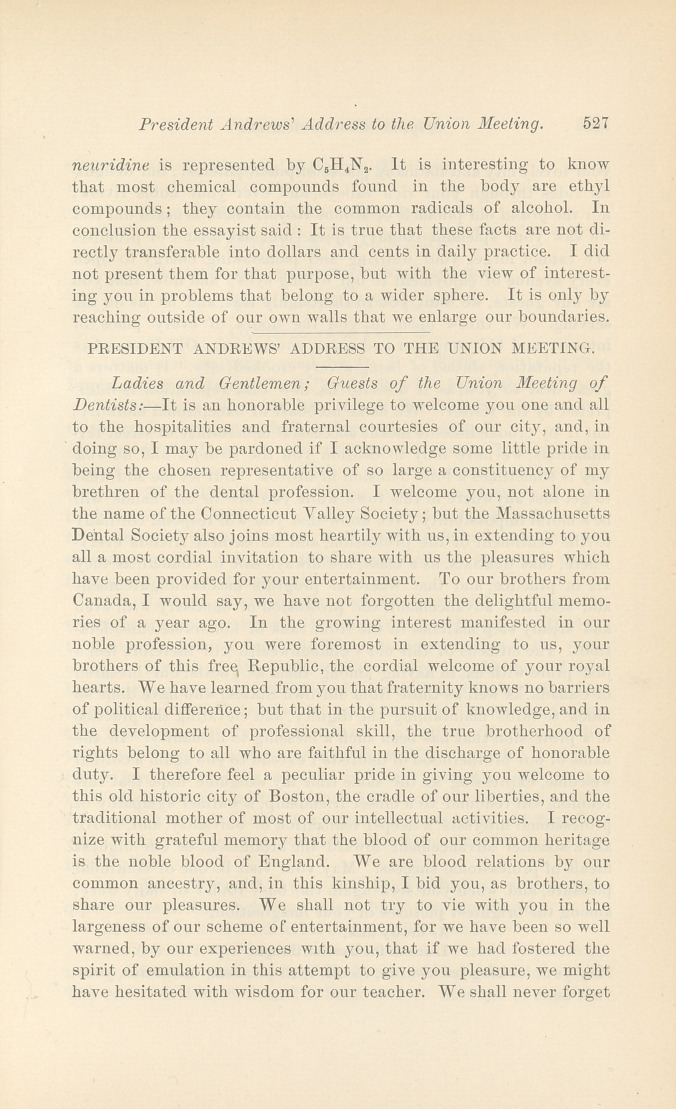 Address of President Andrews.