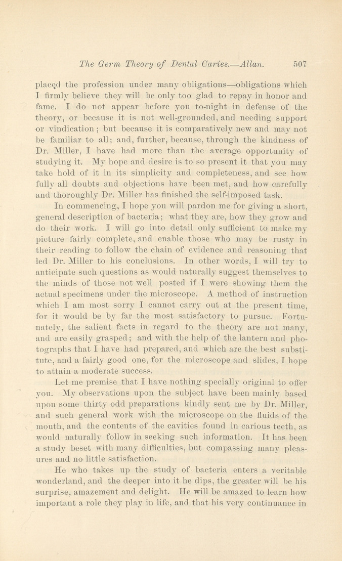 The Germ Theory of Dental Caries.