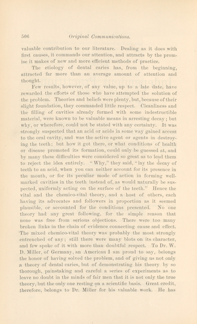 The Germ Theory of Dental Caries.