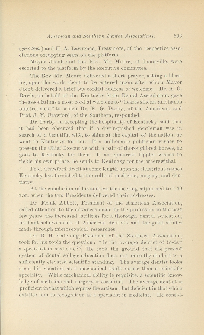 American and Southern Dental Associations: Joint Meeting Held at Louisville, Ky., August 28, 29, 1888.