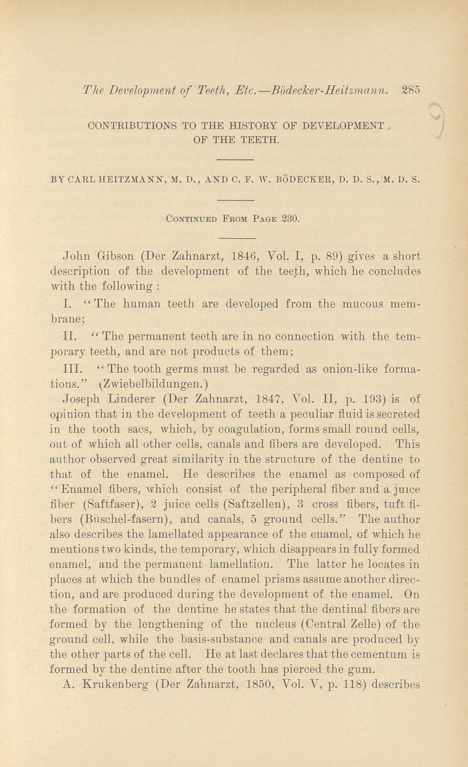 Contributions to the History of Development of the Teeth.