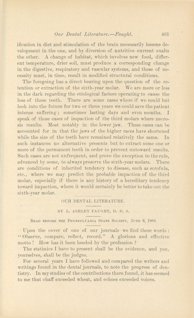 Our Dental Literature.