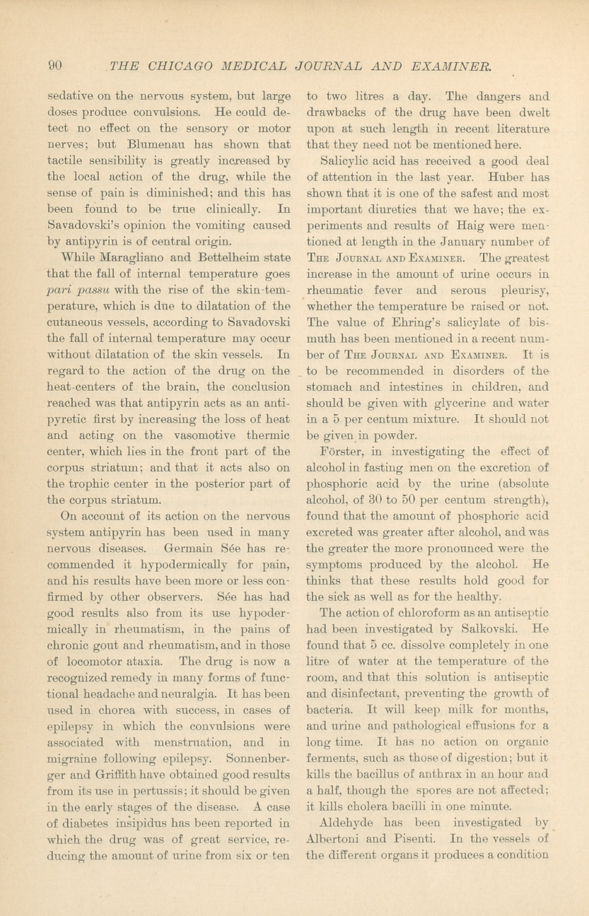 Pharmacology and Therapeutics in 1888.